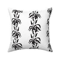 SMALL TRADITIONAL HAND DRAWN DESERT FLOWER BOTANICAL STRIPE TWO COLOUR-BLACK AND WHITE