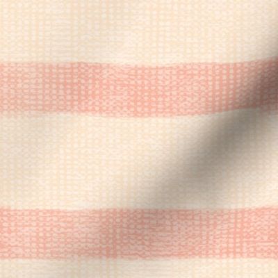 Nautical Costal Horizontal Stripe - Coral Pink, Linen Cream - (Boathouse)