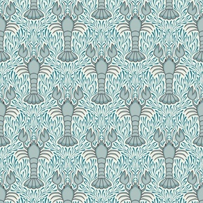 beach lobsters - teal blue coral (small)