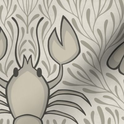 lobsters and coral neutral damask (large)