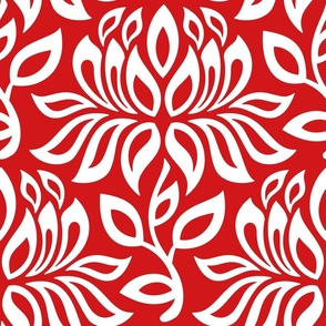 3137 B - lily flowers silhouettes, red