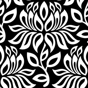 3137 E - lily flowers silhouettes, black and white