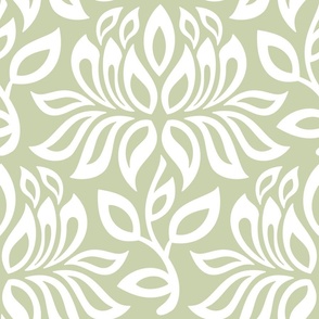 3137 F - lily flowers silhouettes, sage