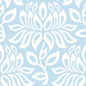 3137 H - lily flowers silhouettes, light blue