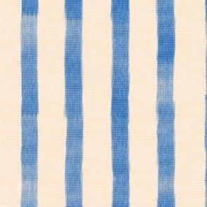 Nautical Costal Vertical Stripe -Azure Blue, Linen Cream - (Boathouse)