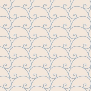 Geo Fibonacci Spiral Wave Linework - Sky Blue on Cream