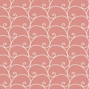 Geo Fibonacci Spiral Wave Linework - Cream on Pink