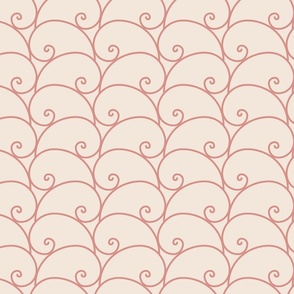 Geo Fibonacci Spiral Wave Linework - Pink on Cream