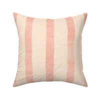 Nautical Costal Vertical Stripe - Coral Pink, Linen Cream - (Boathouse)