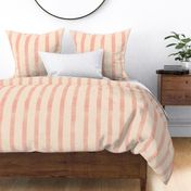 Nautical Costal Vertical Stripe - Coral Pink, Linen Cream - (Boathouse)