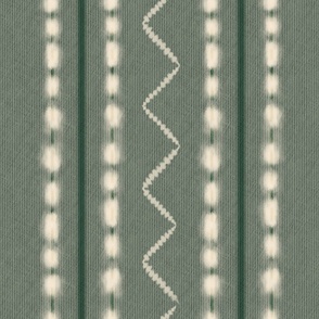 (L) Boho western stripes on rustic vintage sage green denim