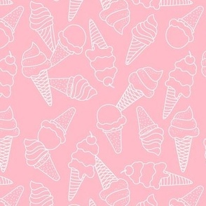 Scandinavian style modernist ice-cream cones - tossed summer pool snacks for kids minimalist design white on pink