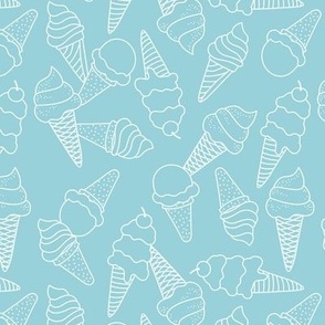 Scandinavian style modernist ice-cream cones - tossed summer pool snacks for kids minimalist design white on blue