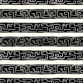 Monochrome Maze |24" | Bold Vertical Lines Block Print Design
