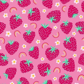 Kids strawberry daisy rainbow ✦ Pink