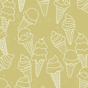 Scandinavian style modernist ice-cream cones - tossed summer pool snacks for kids minimalist design white on lime green