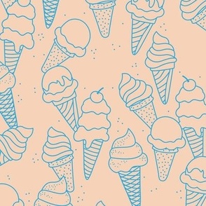 Scandinavian style modernist ice-cream cones - tossed summer pool snacks for kids minimalist design blue on blush beige