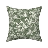 Botanical Sage Green Chinoiserie Birds in Nature
