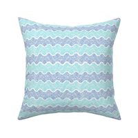 (SMALL) Electric Blue and Turquoise Ocean Waves of Dots Pointillism Style on White Background