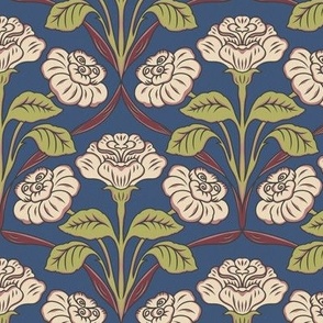 Small - Vintage Roses - Colorful scheme on a Deep blue background