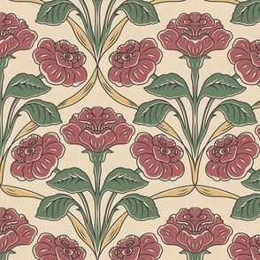 Small - Vintage Roses - Colorful scheme on an Antique white background