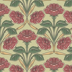 Small - Vintage Roses - Colorful scheme on an Ecru background