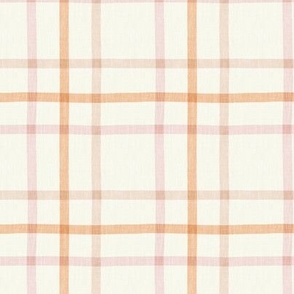Medium Colorful Plaid in Soft Pink and Peachy Colours, Cheerful Summer Check