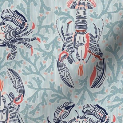 Lobster and crab coastal nostalgia mint - S