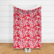 Palm Breeze Paradise Toile  – Red – New 