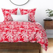 Palm Breeze Paradise Toile  – Red – New 