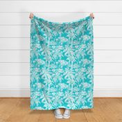  Palm Breeze Paradise Toile – Teal – New 