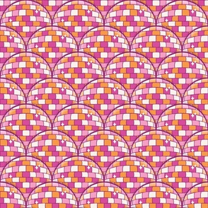 Small Retro Mosaic Disco Ball Party in Pink Orange Purple White