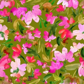 Loose flowers: pink (olive green)