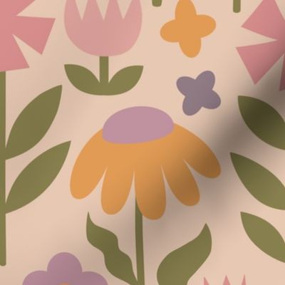 blush meadow: floral pattern XL