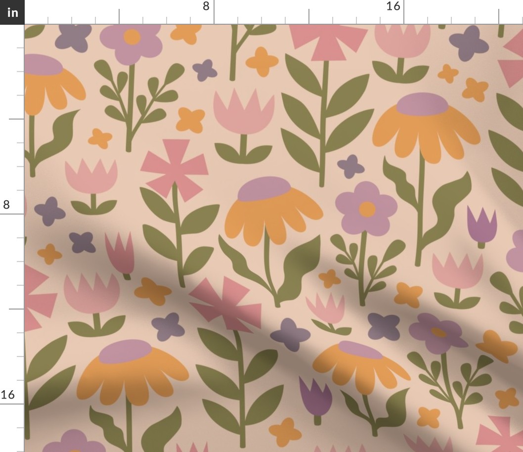 blush meadow: floral pattern XL
