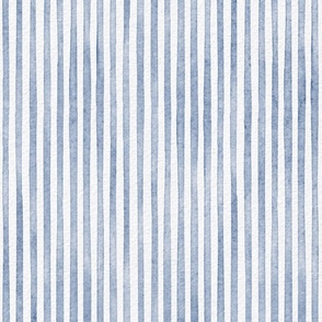 watercolor blue stripe - dark denim blue color - botanical fog blue stripe wallpaper