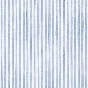 watercolor blue stripe - denim blue color - botanical fog blue stripe wallpaper