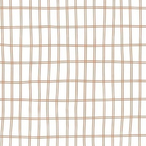  Hand drawn simple grid in brown and white | brown grid  lines on off white  0.5 inch