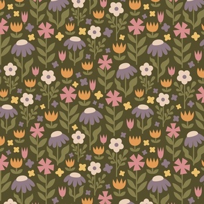 blush meadow: floral pattern M