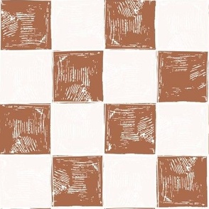 Checkerboard plaid in eggshell white and  sienna brown | 2 inches 