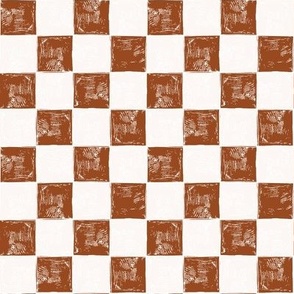 Checkerboard plaid in eggshell white and  brown | 1 inch