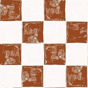 Checkerboard plaid in eggshell white and  brown | 2 inches 