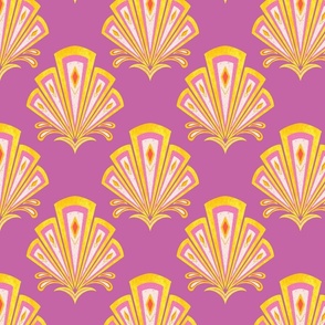 Art Deco motif - pink, and yellow