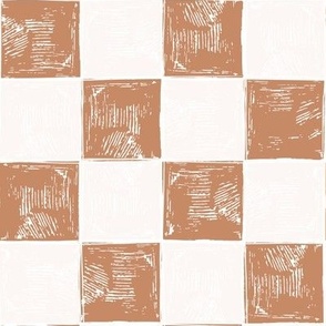 Checkerboard plaid in eggshell white and ochre brown | 2 inches 