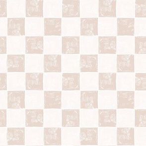 Checkerboard plaid in eggshell white and light grey | 1 inch