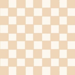 Hand Drawn Checkered-Sand, Hand Drawn Tan Checks, Ivory Checkerboard, Checker Design, Geometric, Contemporary, Tan Cream, Classic Checkerboard, Neutral Square Grid
