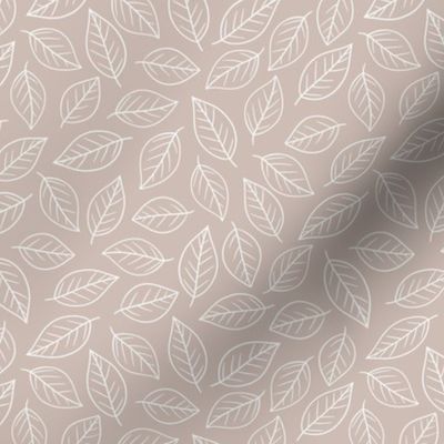 Simple white leaves contours on  taupe grey