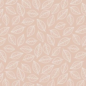 Simple white leaves contours on dusty pink