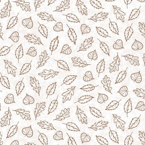 Scattered  brown leaves outlines on textured off white