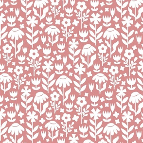 Blush meadow: monochrome floral pattern M